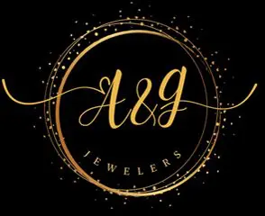 A & g jewelers logo with gold lettering and stars around it.