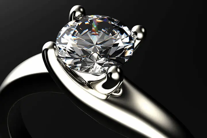 A close up of the side of a diamond ring